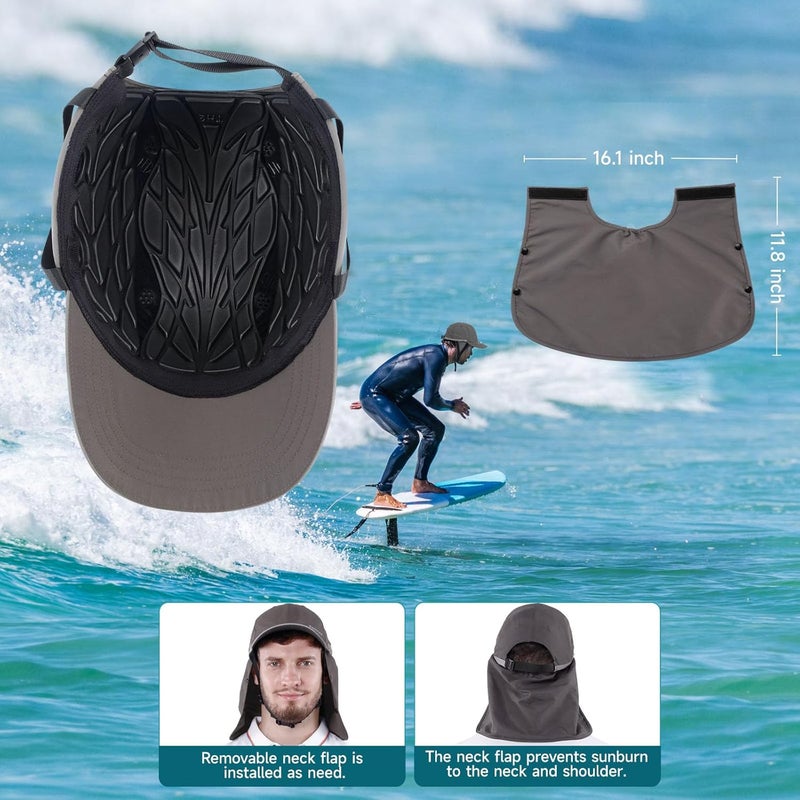 Tontron Wasumer Surf Cap with Hard Shell and Mesh Chin Straps for Surfing, SUP,Kayaking and Watersports - Image 4